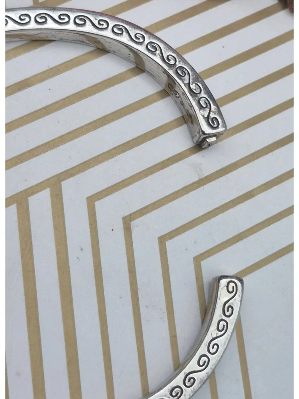 Brighton Secret of Love Hinged Bangle Bracelet Silver Plated Crystals & Etching
